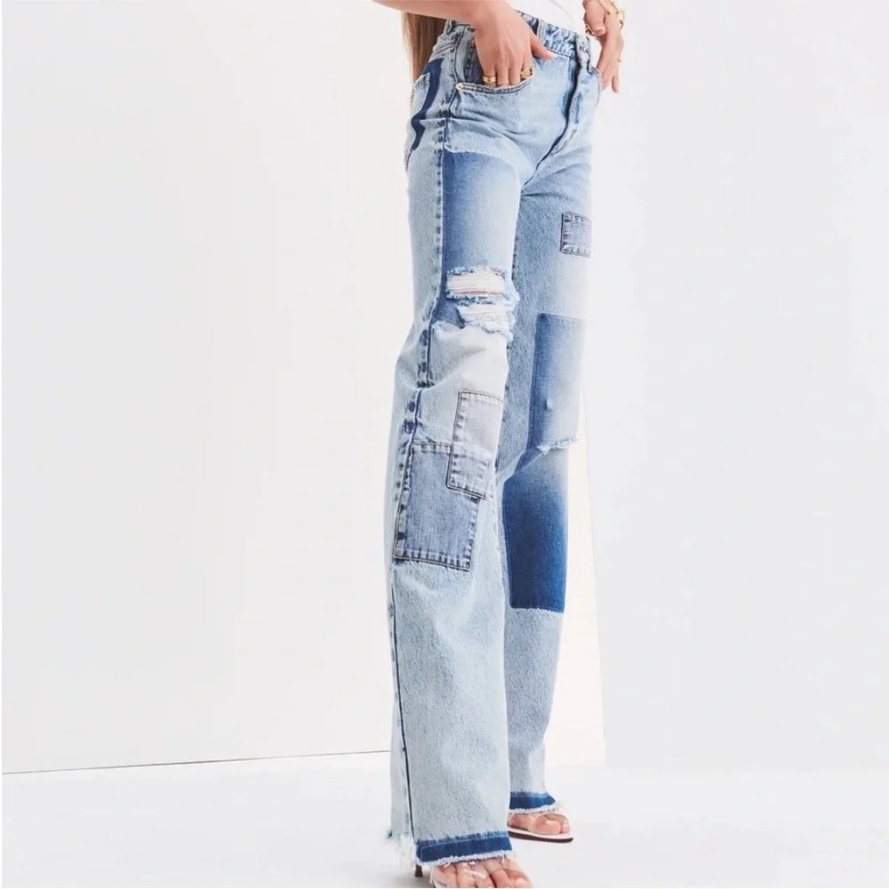 NWT SER.O.YA Heidi Straight Leg Patch Jean 29x35 in Coastline - Picture 3 of 15
